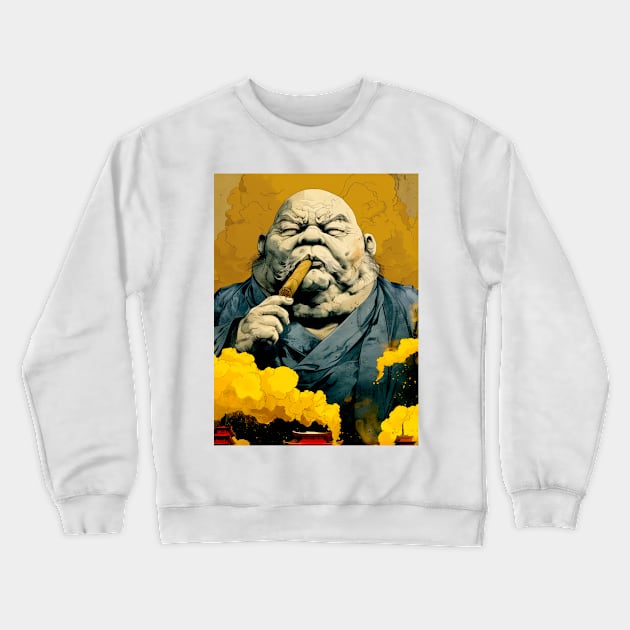 Puff Sumo: Smoking a Fat Robusto Cigar Crewneck Sweatshirt by Puff Sumo